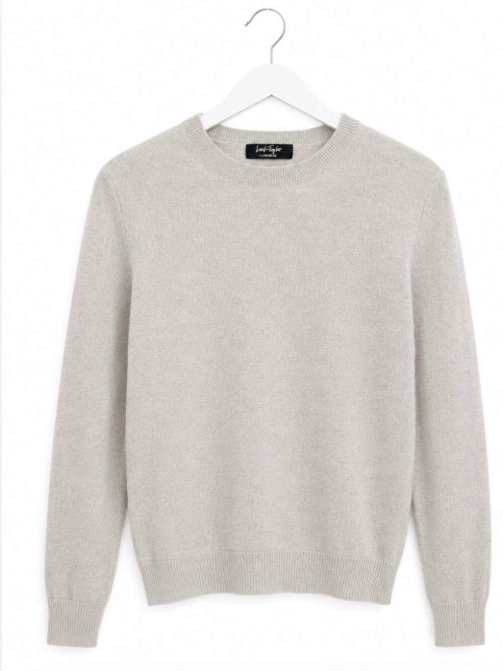 Lord & Taylor Cashmere Crewneck Sweater Size Small Light Heather Grey